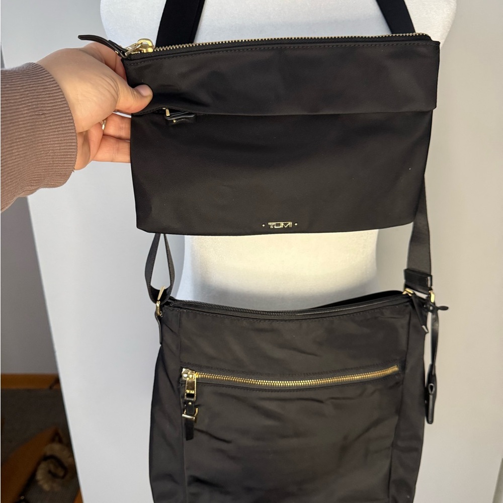 TUMI Voyager Canton Black Nylon Crossbody Bag with bonus TUMI pouch!